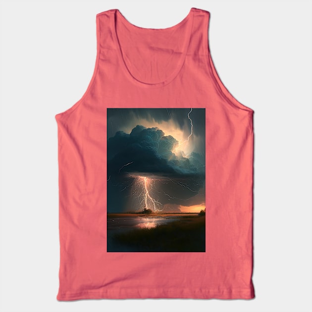 Thunder and Lightening Landscape Tee Tank Top by GaudaPrime31